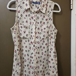 Apt. 9 Cream and Pink Patterned Blouse